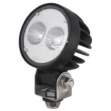 Lampe de travail ronde vers l'avant, LED, 1800 lumens, 10 à 48 V, aluminium moulé sous pression noir, polycarbonate à revêtement dur