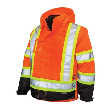High-Visibility Safety Jacket, Large, Yellow, 100% Polyurethane-Coated Polyester