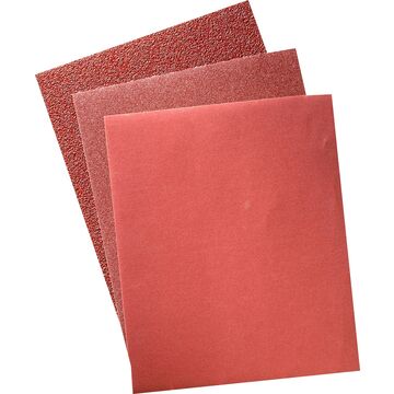 Sanding Sheet, 9 in x 11 in, Aluminum Oxide Abrasive, Flexible Cotton Backing, Very Fine, Brown, 180 Grit